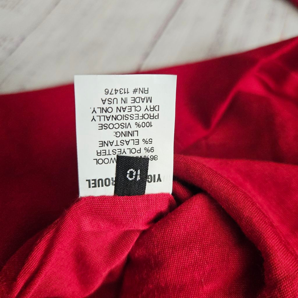 Yigal Azrouël Long Sleeve Red Wool Dress Holiday Party Event Womens 10 NWT - Picture 3 of 7